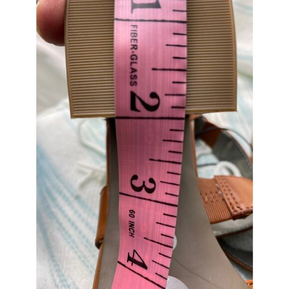 Retro Worthington Womens 11M Zip Back Brown Wide Strap 4" Chunky Bohemian Heels - Picture 6 of 10